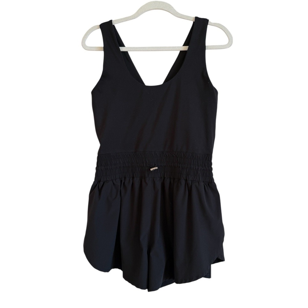 Anwnd Black Drawstring‎ Waist Scoop Neck Romper Women's Size Large Sporty